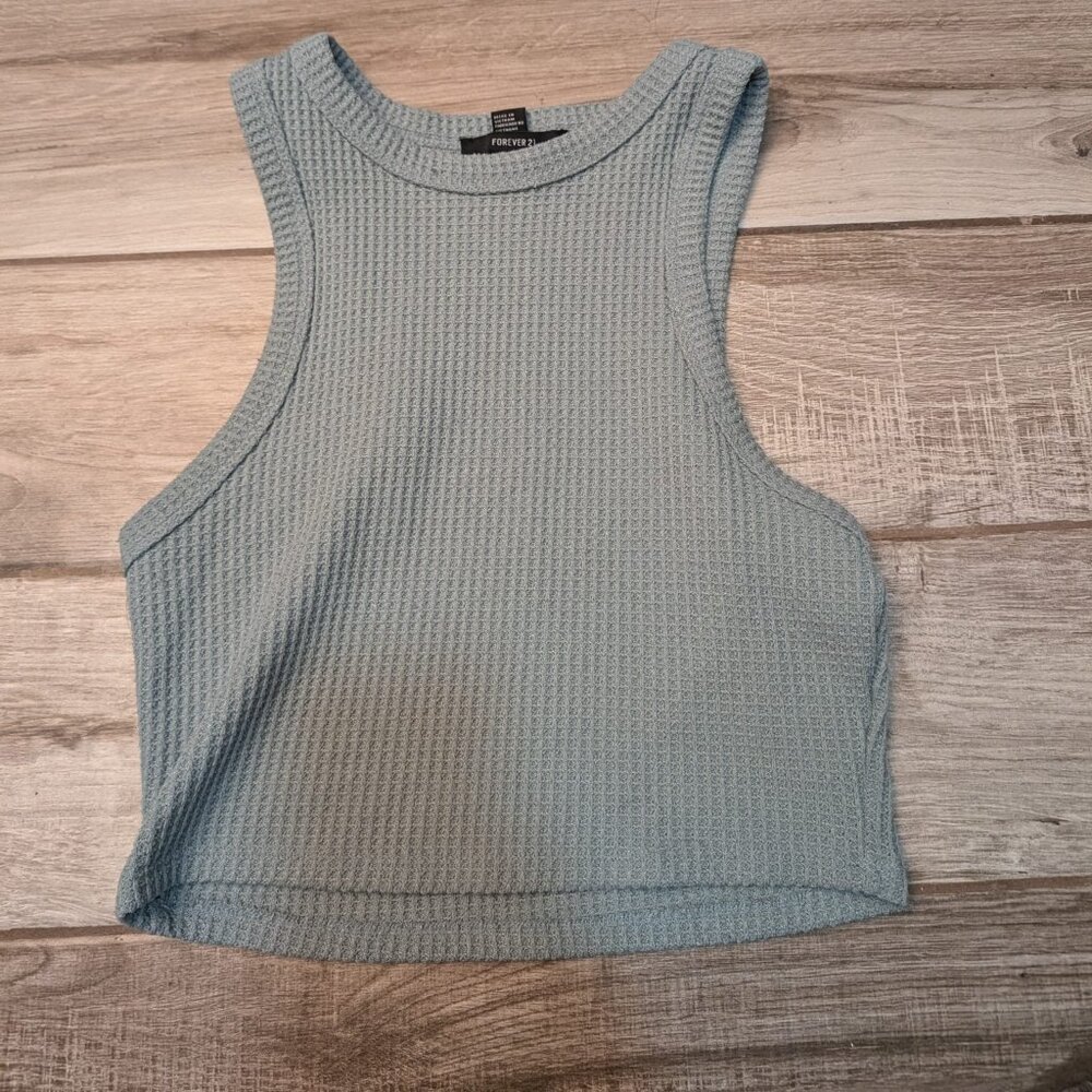 Forever 21 Women’s Knit Sweater Tank M Sage green / light blue-gray